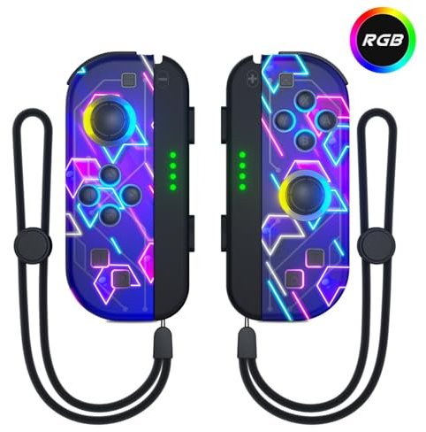 Switch Controller 2er Set Compatible for Switch/OLED/Lite, Replacement for Switch Controllers with RGB LED/Turbo/Double Vibration/6-Axis Gyro/Motion Control/Wake-Up Function
