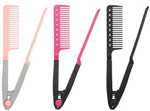 SYEYCW 3 Piezas Peine Recto De Pelo en Forma de V, Peine Alisador para el Cabello, Herramienta Estilo, Húmedo y Seco, para Cabello Nudoso y Despeinado, para Salón y Doméstico