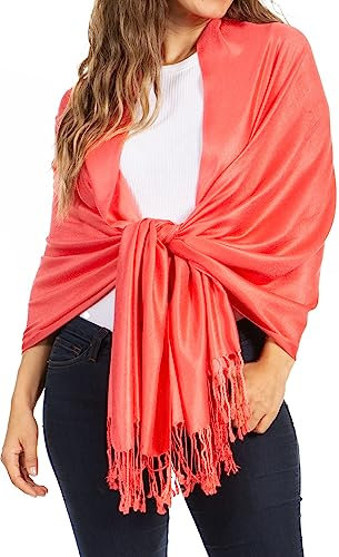 Sakkas 78 x 28 Eco-Friendly Bamboo Rayon weiche Fest Pashmina Schal/Wrap/Stola - Coral