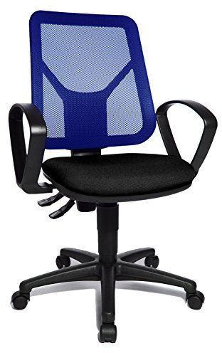 Bürodrehstuhl Airgo Net inklusive feste Armlehnen schwarz / blau