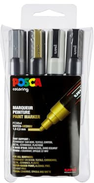 posca PC5M Metallische Marker, 2,5 mm, 4 Stück