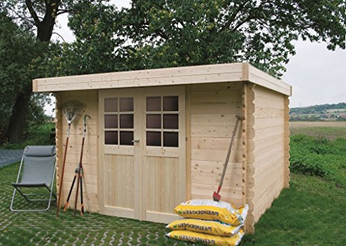 Steiner Shopping Pirum S8349CRO Abri de jardin - Chalet en bois, madrier 28 mm, emprise au sol : 5.04 m², toit monopan