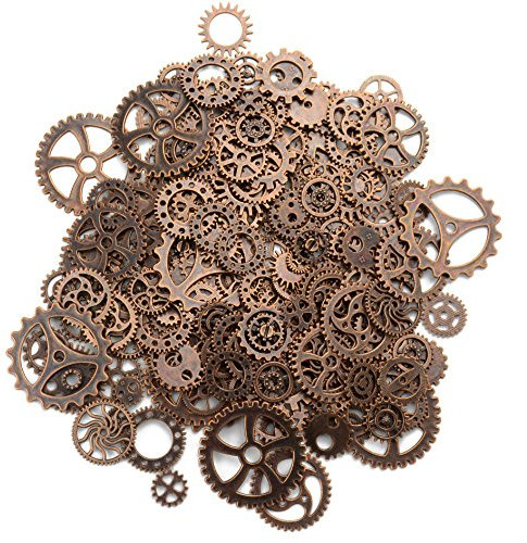 aokbean 150 Gramm sortiert Vintage Bronze Metall Steampunk-Schmuck zu Charms Cog Armbanduhr Rad