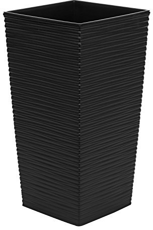 Lamela Haut 75 cm Pot de Fleur en Plastique Finezja sculpté, en Noir