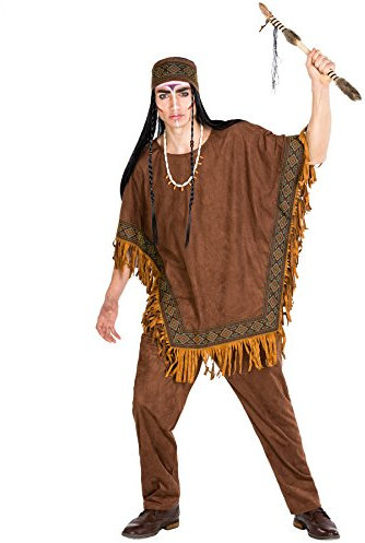 tectake dressforfun Herrenkostüm Häutpling | Kostüm + Poncho und elastisches Haarband | Indianer Indianerin Verkleidung (XXL | Nr. 300680)