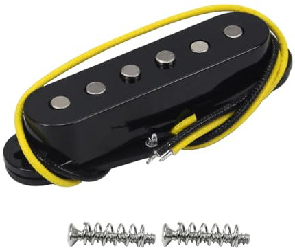 FLEOR Micro simple bobinage Alnico 5 Micros ST Micros Guitare Chevalet Staggered pour guitare électrique ST SQ, noir