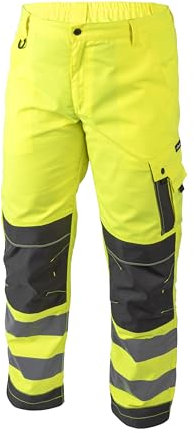 HÖGERT Technik WERSE XL Warnschutz Arbeitshose Herren – Sichtbare Arbeitskleidung Gelb mit Reflexstreifen, Oxford-Verstärkung, Kniepolstertaschen, 7 Taschen, EN ISO Standard, BAU, Straße, Industrie