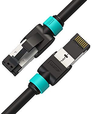 LINKUP - Certificado por Versiv┃Cable Ethernet - 1060cm (1 Paquete) Cables de conexión RJ45 S/FTP Doble Blindaje 10G┃para Rojo de Internet LAN Conmutador Panel Enrutador Gaming |26AWG Negro