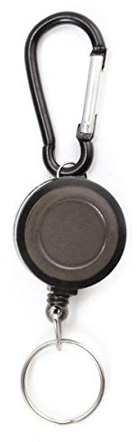 REFURBISHHOUSE Lot 1 Porte Badge Enrouleur Porte cle retractable mousqueton clip ceinture Carte ID Card Holder-Noir