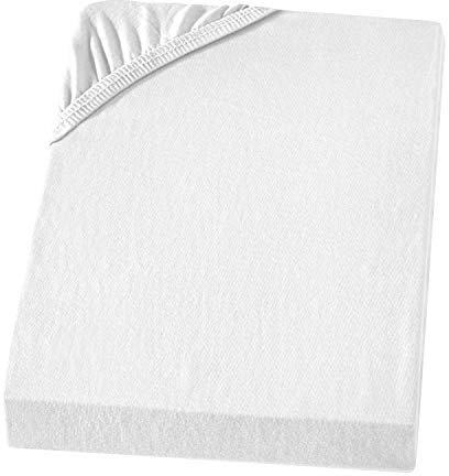 CARPE SONNO Boxspringbett Spannbettlaken 140x200cm - 160x200cm Kochfest Bügelfrei & bis 50cm Höhe | Jersey Baumwoll Bettlaken 140x200 160x200 für Boxspring & Wasserbetten | Spannbetttücher Weiß
