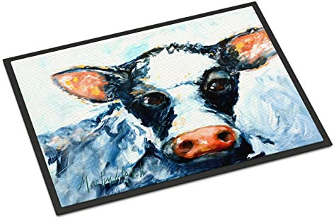 Caroline's Treasures MW1273MAT Fußmatte, Kuh-Leck, schwarz-weiße Kuh, 45,7 x 68,7 cm, Haustürmatte, für drinnen und draußen, rutschfest, waschbar, niedriger Flor,