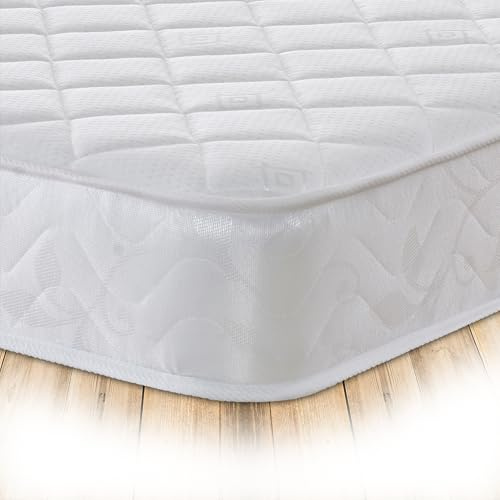 Starlight Beds Diamond Sprung Double Mattress with Memory Foam Layer | Coil Spring, 135x190x18cm, Ideal for Children, Soft Support, Value Comfort, Rolled & Boxed, UK Manufacturer