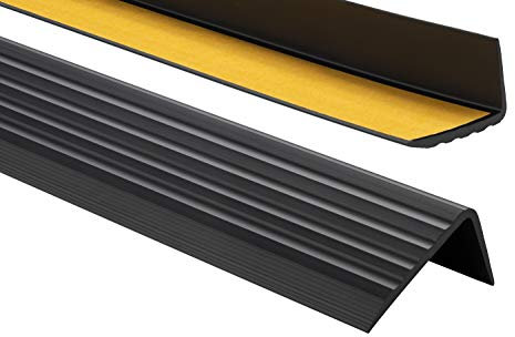 PVC Treppenkantenprofil Selbstklebend Winkelprofil Anti-Rutsch Treppenkante 41x25mm 2m, Schwarz
