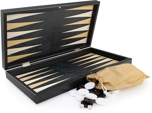 Luxus Board Game Backgammon Tavla XXL Klassik Leder Brown