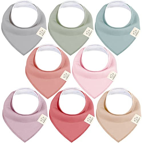 8 Stück Dreieckstuch Baby Junge, Mädchen - Unisex Bandana Lätzchen Baby, Super Absorbierende Halstuch Baby,Bio-Baumwolle Baby Lätzchen,Halstücher Baby für Säuglinge,Sabberlätzchen (Muted Pastel)