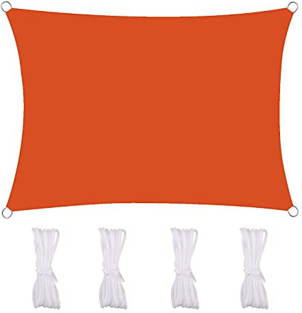 MEEYI Sonnensegel Rechteckig Wasserdicht 3X6m Sonnenschutz Segeltuchl 95% Beschattung UV Schutz Wetterschutz Wasserabweisend Windschutz & Tear Resistant Für Garten Terrasse Schwimmbad, Orange