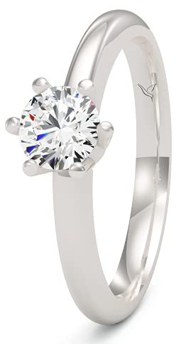 Kolibri Rings Verlobungsring Silber 925 Solitär Ring Damen Ring Zirkonia Gratis Schmucketui (54 (Ø17,2 mm))