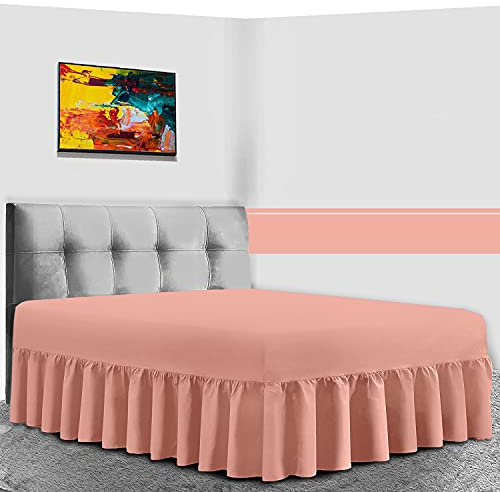 GC GAVENO CAVAILIA Percale Extra Deep Fitted Valance, Non Iron Frilled Sheets, Easy Care Plain Dyed Bedding 180 TC, Polycotton, Blush Pink, King