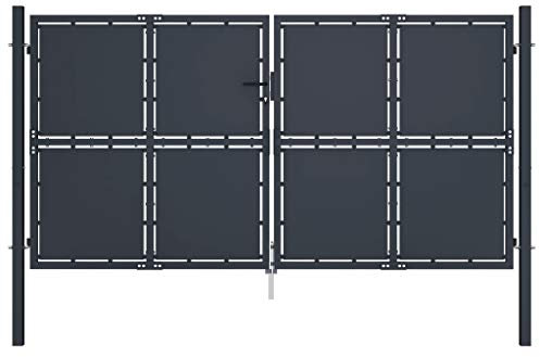 Susany Gitterzauntor Gartentor Garten-Zauntor Zaun Tor aus Stahl Mit stabilen Scharnieren,Flügeltore Gartentür Zauntür Gartentüre Zauntor,Gesamtgröße: 300 x 250 cm (B x H),Panelhöhe: 200 cm