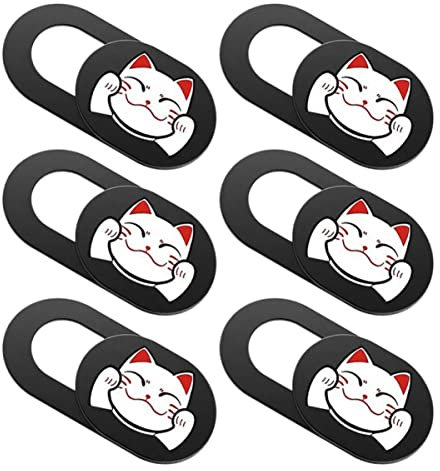 KOMBIUDA Computer Camera 6pcs Shown Slider Slide Webcam As and Ultra-thin Universal Phone Your Laptop Pattern Cat Notebook Cover Sticker for Cute Blocker Protector Computer Thin Camera Black Slides