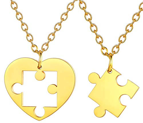 U7 Best Friend Matching Necklaces For 2 Pieces BFF Gifts Heart Jigsaw Womens Necklace Jewellery