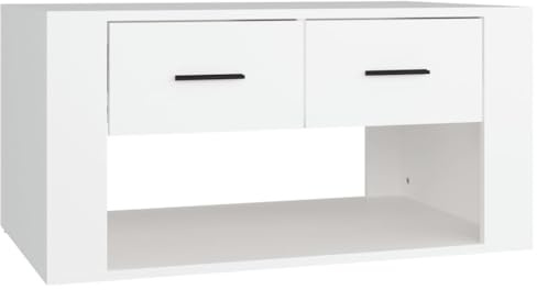 vidaXL Couchtisch mit Stauraum Beistelltisch Wohnzimmertisch Sofatisch Teetisch Kaffeetisch Tisch Wohnzimmer Weiß 80x50x40cm Holzwerkstoff