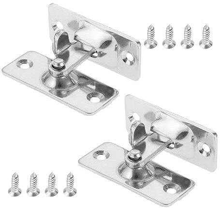 BOWAREPRO 2 Set Sliding Barn Door Latch 90 Grad rechtwinkliges Türschloss mit 8 Schrauben Edelstahl Rechtwinklige Riegelschloss Türschnalle für Tür- und Fensterschiebetür (Silber)