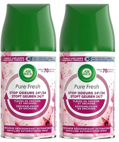 Air Wick Recharge Freshmatic Pure Fresh Fleurs de Cerisier et Orchidée - Lot de 2 x 250 ml
