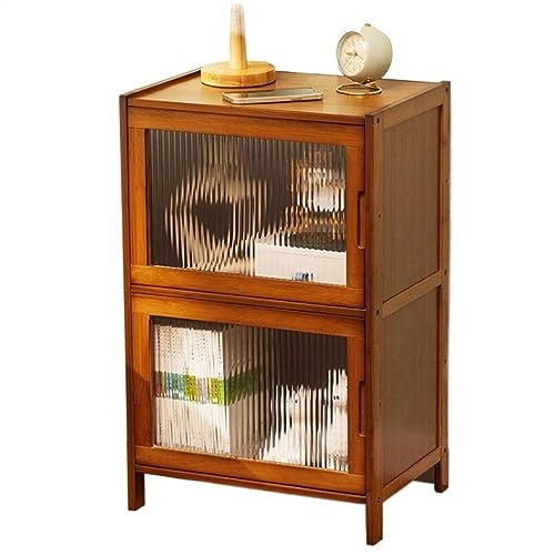 HASMI Table de Chevet Minimaliste étagère Chevet Petit Rangement Chevet Bout de lit Rangement en Bois Massif avec Porte en Verre Meuble de Chevet Simple (Color : A)