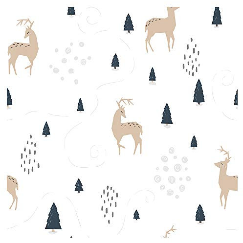 murando PREMIUM Vlies Tapete Deko Panel Fototapete Kinderzimmer Wanddeko 10 m Tapetenrolle Mustertapete Wandtapete modern design Dekoration - Tiere Hirsch Bäume Wald g-B-0198-j-a
