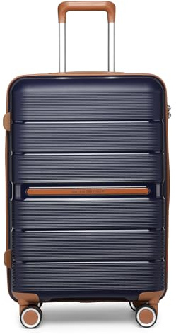 British Traveller Reisekoffer Groß Koffer Trolleys Groß Hartschalenkoffer 100% PP Handgepäck Koffer mit 8 Spinnerräder Rollkoffer 76 * 49.2 * 31cm Suitcase TSA-Schloss Blau