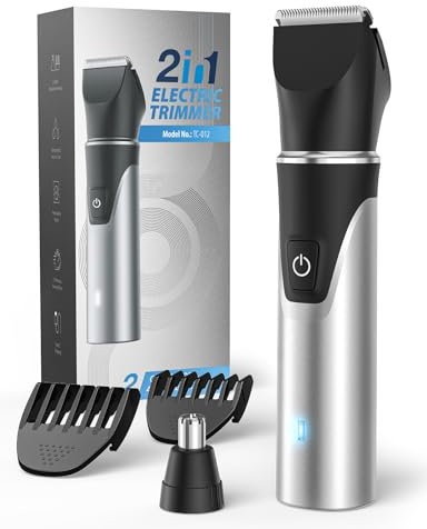 Rasierer Bartkamm & Bartbürste Set Intimrasierer Mann mit Nasenhaartrimmer 2-in-1, Schmerzfreier Wiederaufladbarer Körperrasierer Herren für Beine Brust Achselhöhle Leiste Nase und Ohren
