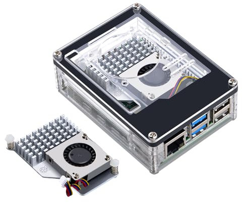 GeeekPi 9 Layers Acrylic Case with Official Raspberry Pi 5 Active Cooler for Raspberry Pi 5 4GB/8GB/16GB (Official Pi 5 Active Cooler Included)