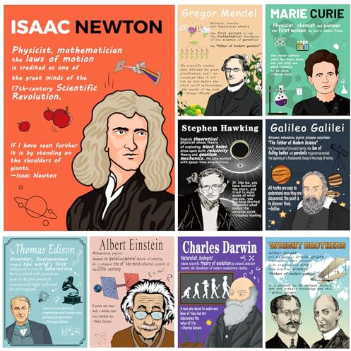 Generic Wissenschaftler-Zitat-Poster, inspirierend, motivierend, Wandposter, Pinnwand, Dekoration, Biologie, Physik, Klassenzimmer, Dekoration für Lehrer, Schuldekoration, 10 Stück