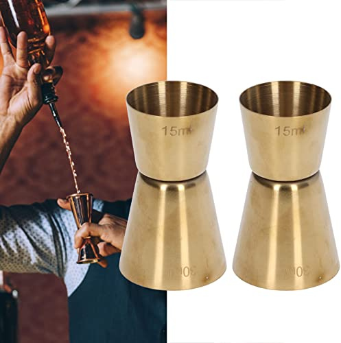 Cocktail Jigger Wine Jigger Bar Measuring Cup Double Head Cocktail Jigger Stainless Steel Gold Wine Jigger (Gold 15/30ml)