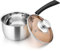 Joyfair Cacerola de 16 cm, olla de acero inoxidable 18/10 con tapa de vidrio, sartén de leche segura para inducción para cocina, hervir, guisar, no tóxica y sin óxido, a prueba de calor y apta para