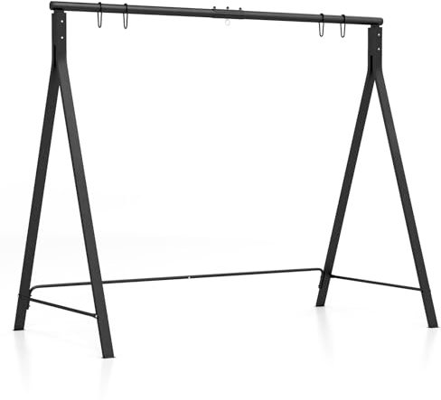 COSTWAY Supporto per Altalena in Metallo, Telaio per Altalena da Giardino, con Struttura a Forma di A, Portata Massima 160 kg, 210 x 115 x 175 cm