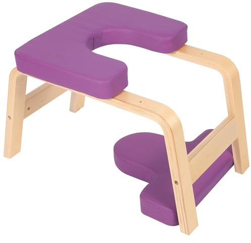 Lineslife Yoga-Kopfstand-Bank, Yoga-Inversionsbank mit Holzrahmen und PU-Pads, lindert Müdigkeit, Balance-Training, Belastung 150 kg, Lila