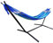 GOCAN Doppelhängematte 2 Person Large 220x160cm mit Stahlständer und Abnehmbarer Spreizstange Last 500lb, Leinwand Baumwollhängematten für Patio Veranda Garten Hinterhof Outdoor und Indoor, blau