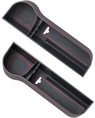 JTNDSHDP 2 Stück Autositze Aufbewahrungsbox für VW Golf GTI 2021 2022 2023,PU Leder Autositz Gap Organizer Storage Box Autositz Lückenfüller