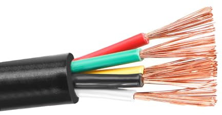 Aelmiyw KFZ Kabel 5x0,5 mm²,2m 5 Adriges Kabel,Anhänger Kabel,Fahrzeugleitung Verschiedene Anwendungen,Kabel KFZ,Stromkabel 5 polig für Anhänger Geeignet