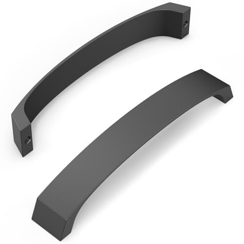 FURNIWARE Pack of 10 Black Cabinet Handles, Cupboard Handles Drawer Pulls 160mm(6.3 Inch) Hole Center, Hardware Modern Kitchen Cabinet Door Handles, for Kitchen and Bathroom Cabinets Cupboard