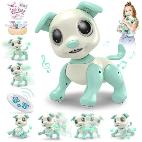 Joellfuner Roboter Hund, Ferngesteuerter Roboter für Kinder, Programmierbarer Intelligenter Interaktiver Spielzeug Roboter, Kreative Haustier Geschenke für Jungen und Mädchen 3-12 Jahren (Grün)