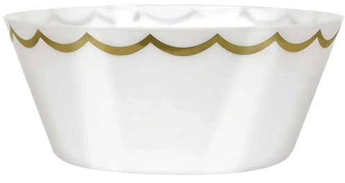 10In White Plastic Gold Serving Bowl