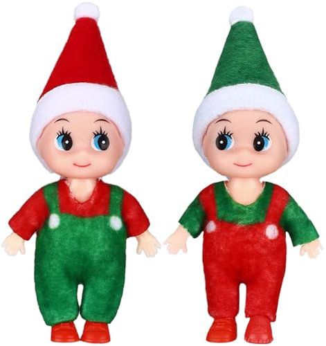 2 Stück Weihnachtself Figur, Weihnachtswichtel Figuren, Weihnachtselfen Figuren, Weihnachtself Puppe Wichtel Figur Klein, Weihnachtsdeko Wichtel Figuren für Jungen Mädchen Weihnachten Geschenk (C)