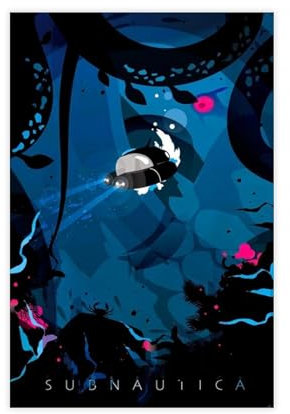 KJUFE Subnautica-Poster mit Videospielen, 60 Stück, Leinwand-Poster, Wandkunst, Dekordruck, Bild Gemälde für Wohnzimmer, Schlafzimmer, Dekoration, 20 x 30 cm