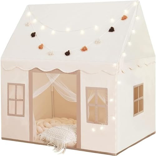 NIUEVLRS Kinderzelt mit Kissen, Spielzelt für drinnen und draußen, Kinderspielzelt für Mädchen und Jungen ab 3 Jahren, Kleinkind-Kinderzelt,mit Sternenlichtern und Fahnen