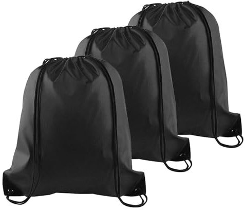 YSUY 3-Pack Black Drawstring Gym Bags, Bags Sports Cinch Sack String Bag, Bulk Swimming String Bags, Draw String Backpack Suitable for Sports, Gym, Travel, Swimming, Beach (Black)