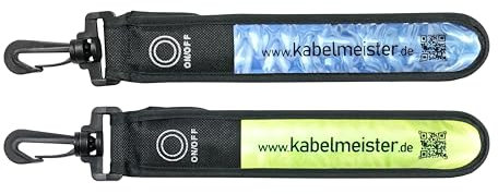 Kabelmeister LED-Leuchtband/Blinklicht mit Befestigungshaken - reflektierend - 1x grün/gelb und 1x blau