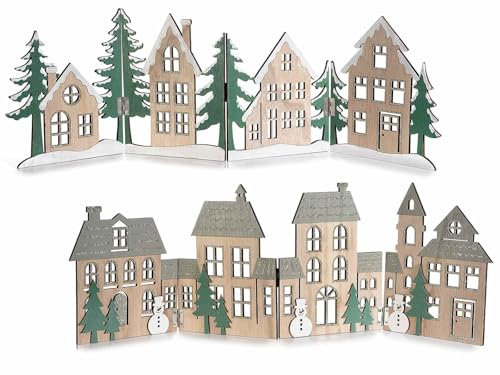 Gruppo Maruccia - Villaggio Natalizio in Legno - Staccionata per Presepe, Alberi, Vetrine - Set da 2 Pezzi